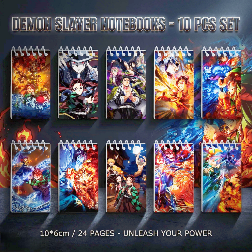 Supply Of Office Stationery - 10PCS Demon Slayer Notepads. Spiral Pocket