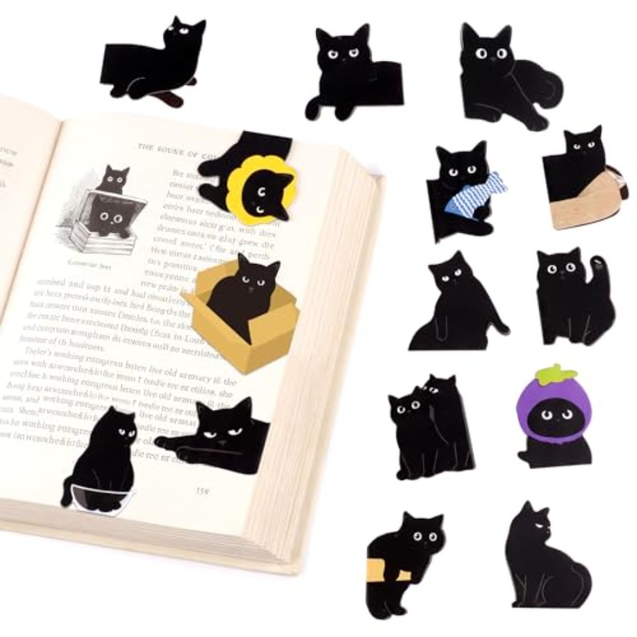 Bookmark Magnetic Clip - 30Pcs Magnetic Bookmarks, Cute Black Cat