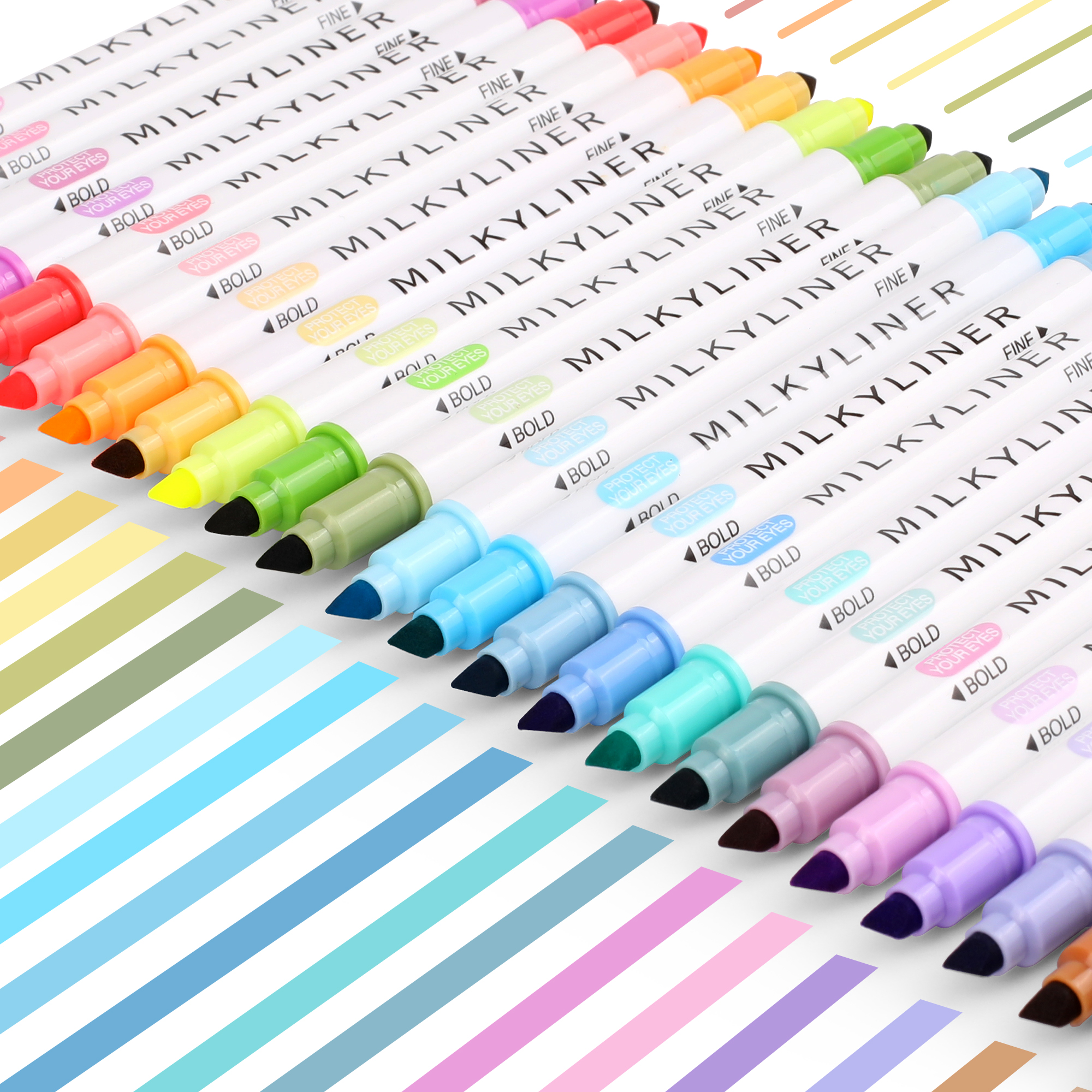 Highlighter Set Pastel - 12/24pcs Highlighters Assorted Colors Dual Tip