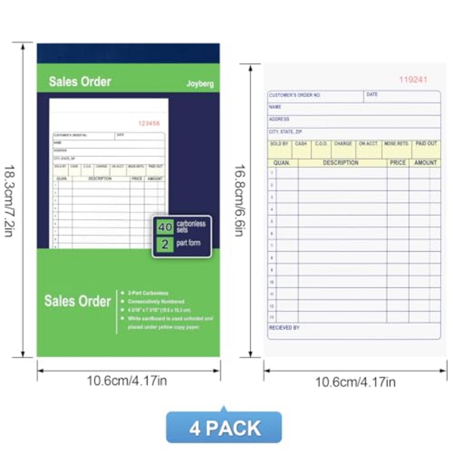 4 Pack Sales Order Book, 4.17i - Carbon Copy Book incelemesi ve fiyatı