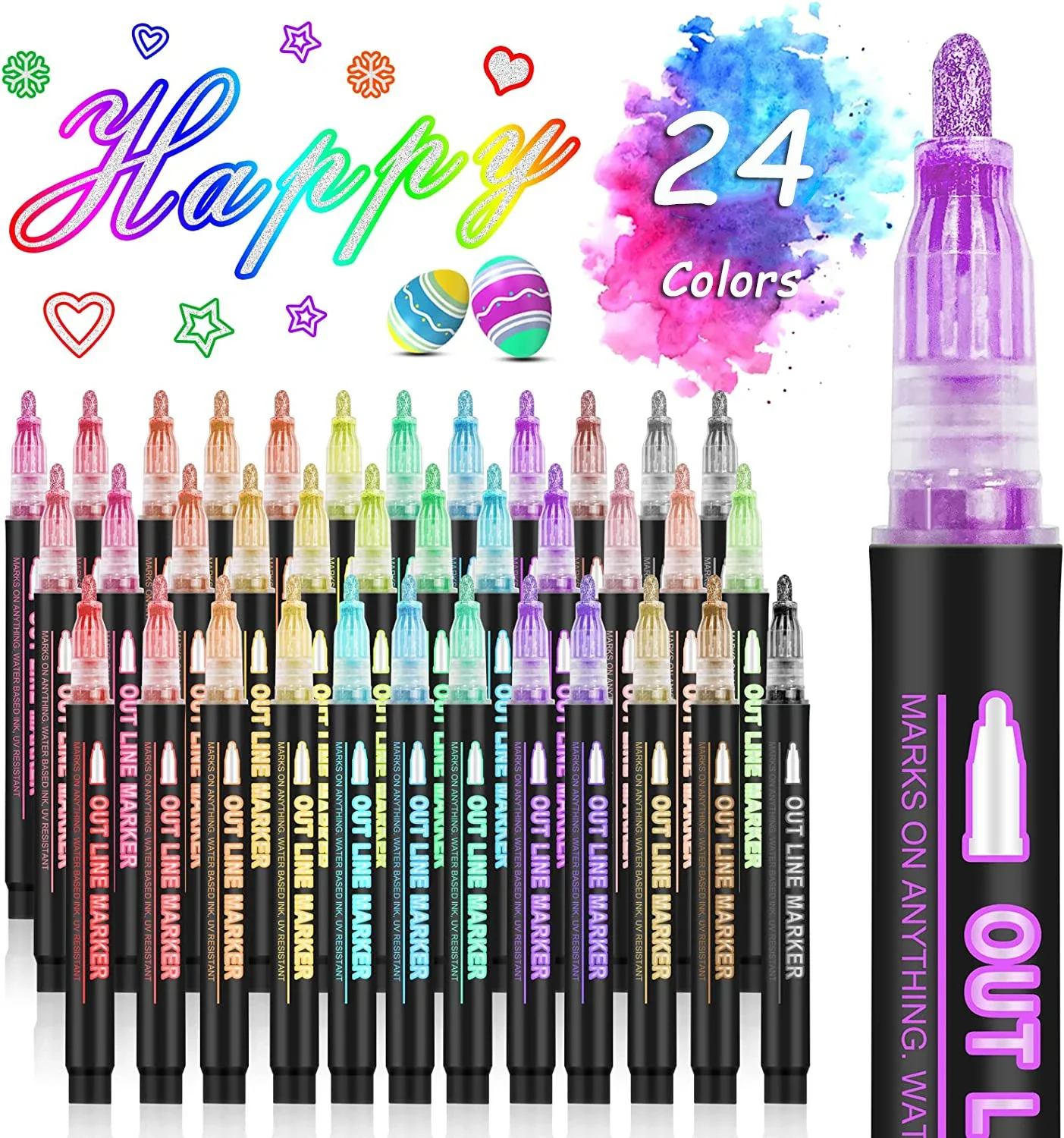 36 Color Double Line Outline A - Highlighter Set Pastel incelemesi ve fiyatı