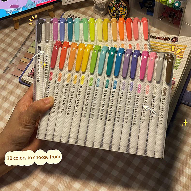1Set 15Colors Double Headed Hi - Highlighter Set Pastel incelemesi ve fiyatı