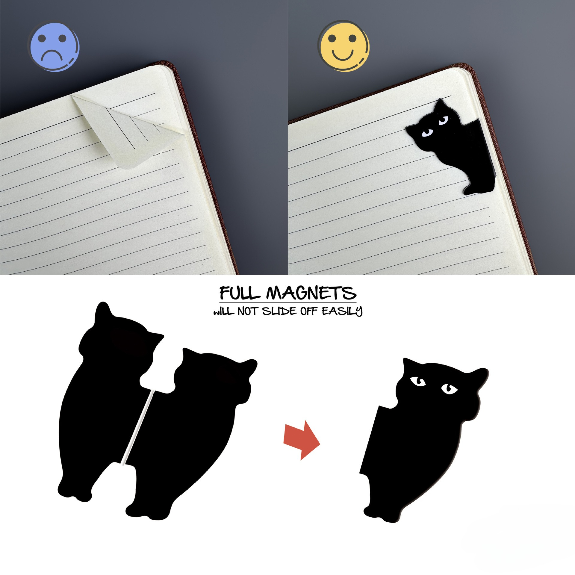 Cute Black Cat Magnetic Bookma - Bookmark Magnetic Clip incelemesi ve fiyatı