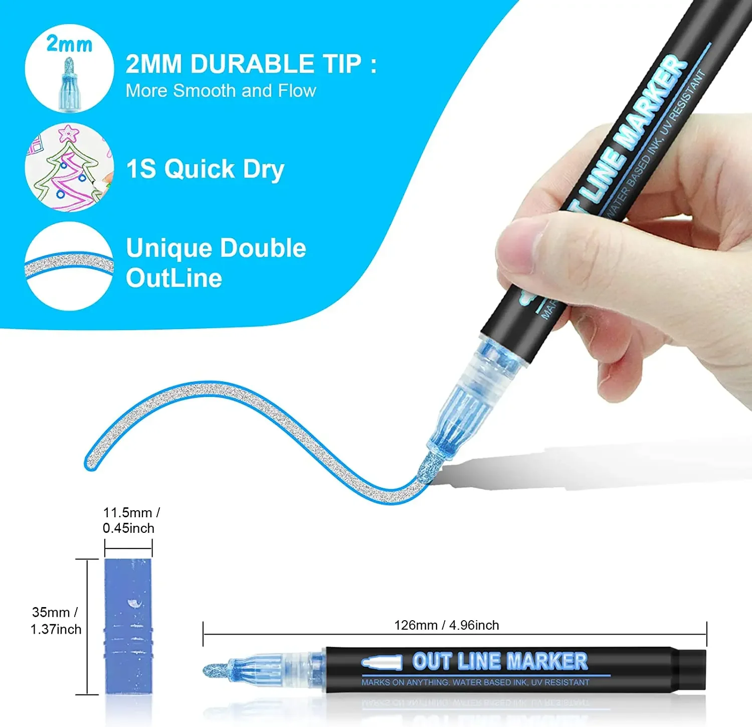 8-60 Color Double Line Outline - Highlighter Set Pastel incelemesi ve fiyatı