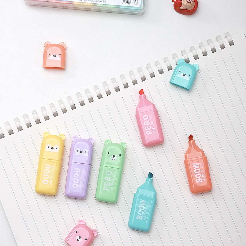 4/6/12 Pcs Kawaii Bear Highlig - Highlighter Set Pastel incelemesi ve fiyatı