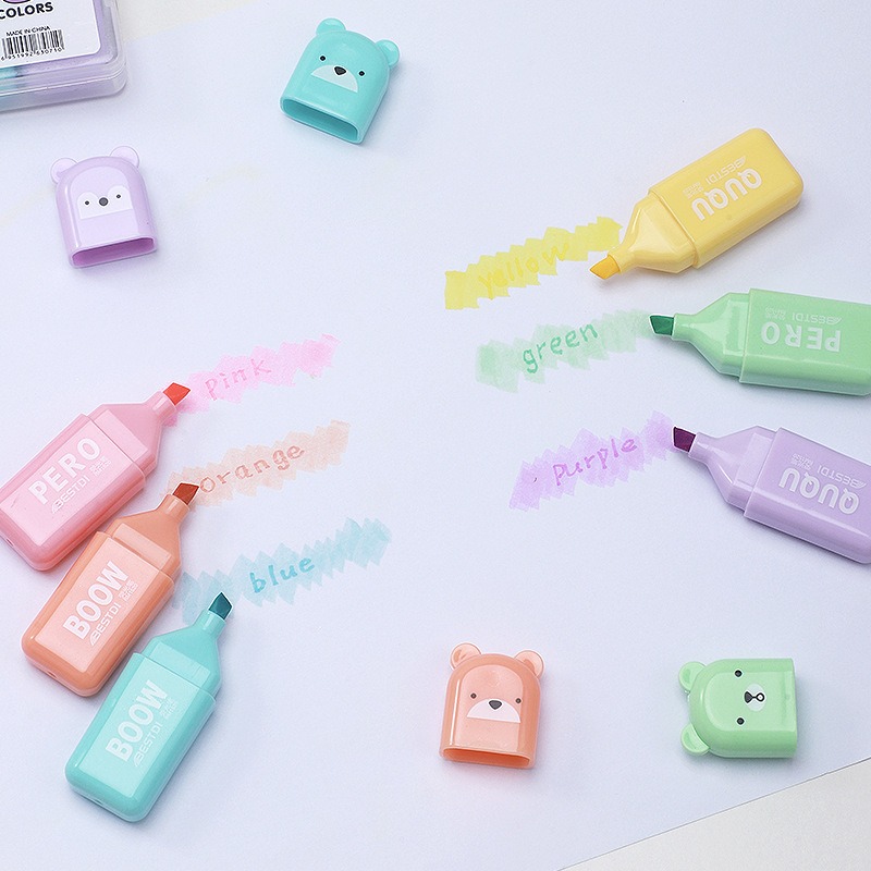 4/6/12 Pcs Kawaii Bear Highlig - Highlighter Set Pastel incelemesi ve fiyatı