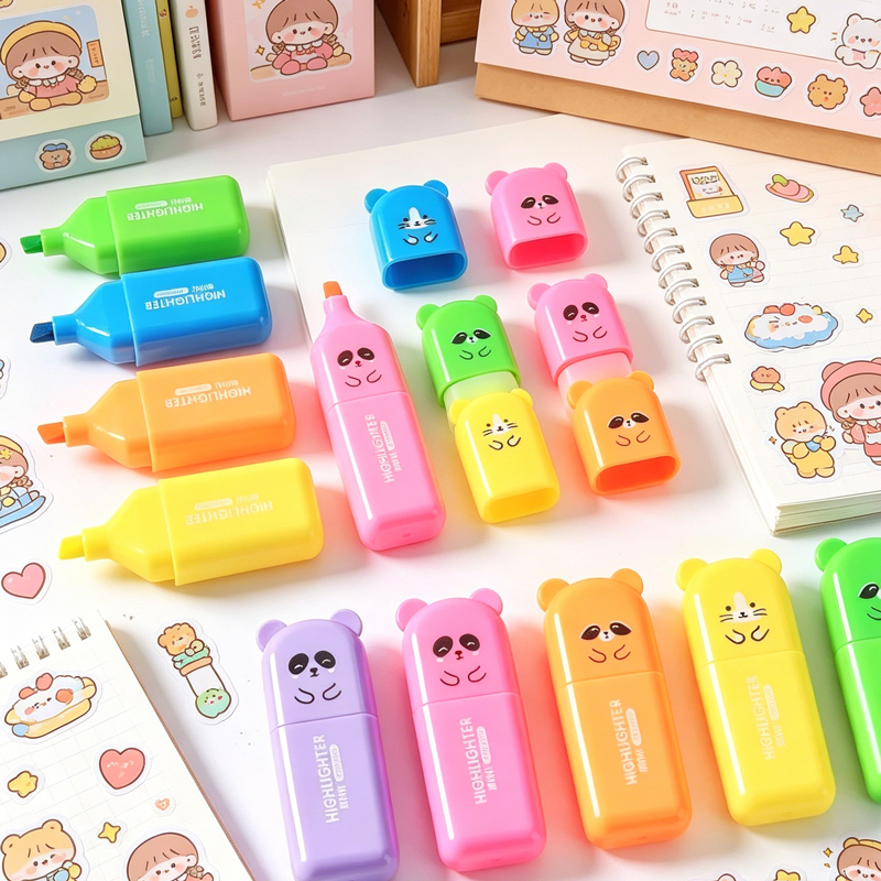 4/6/12 Pcs Kawaii Bear Highlig - Highlighter Set Pastel incelemesi ve fiyatı