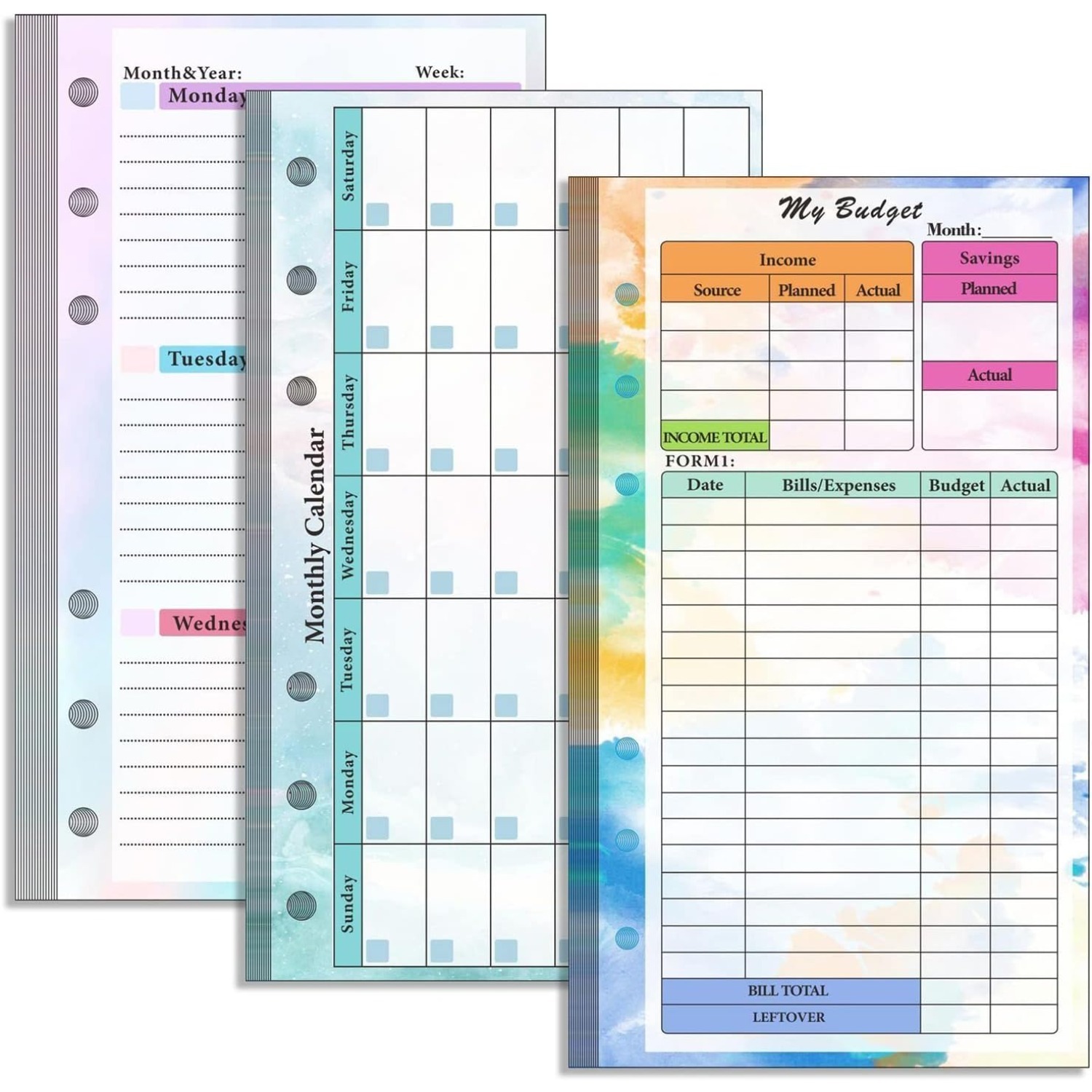 Set of 6-hole A6 binder refill - Planner Weekly Budget incelemesi ve fiyatı