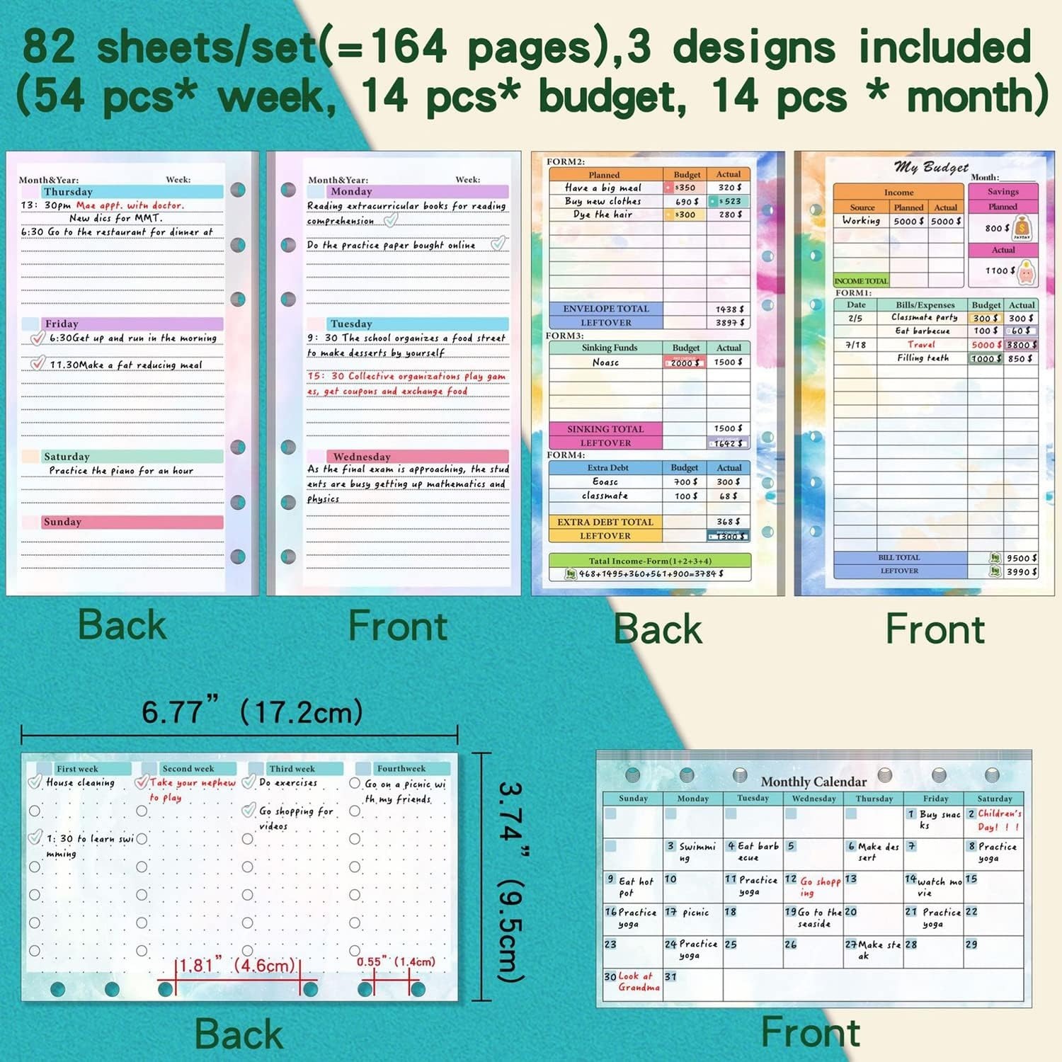 Set of 6-hole A6 binder refill - Planner Weekly Budget incelemesi ve fiyatı
