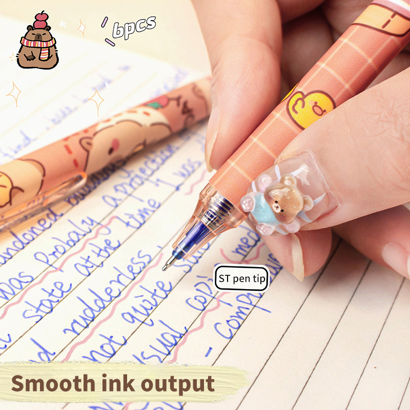 6Pcs Lovely Black and Blue Gel - Gel Ink Pen Set incelemesi ve fiyatı