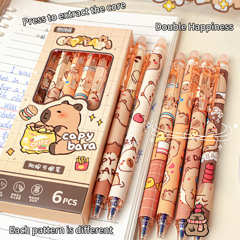 6Pcs Lovely Black and Blue Gel - Gel Ink Pen Set incelemesi ve fiyatı