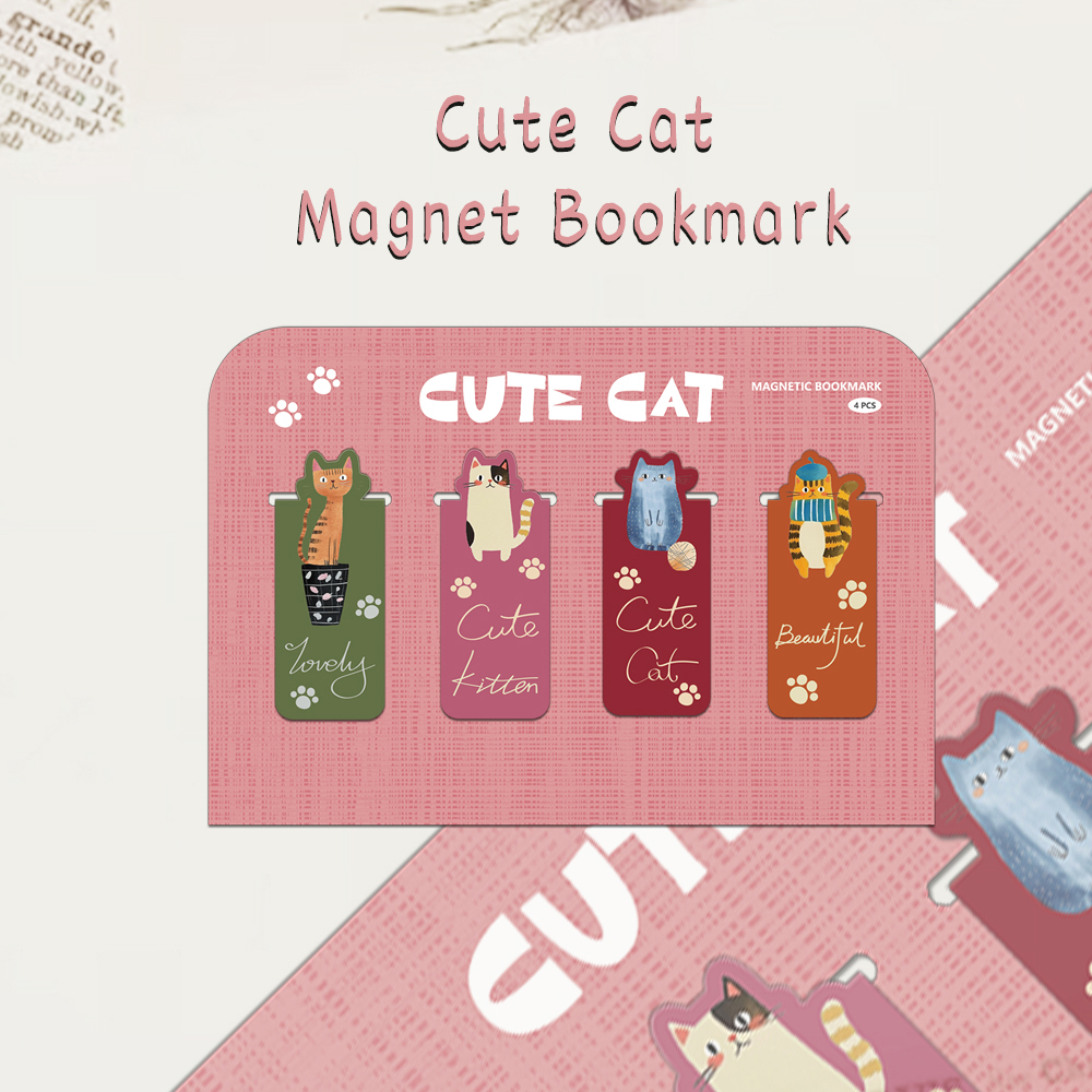 4PCS Creative Cartoon Cute Cat - Bookmark Magnetic Clip incelemesi ve fiyatı