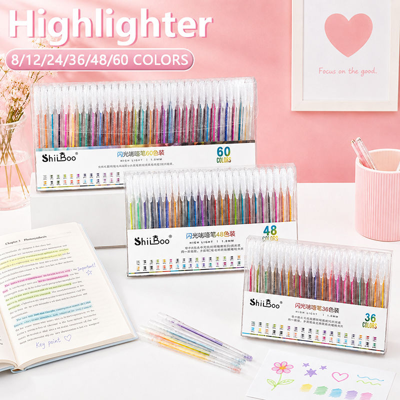 8-60 Colors Glitter Gel Pen Se - Highlighter Set Pastel incelemesi ve fiyatı