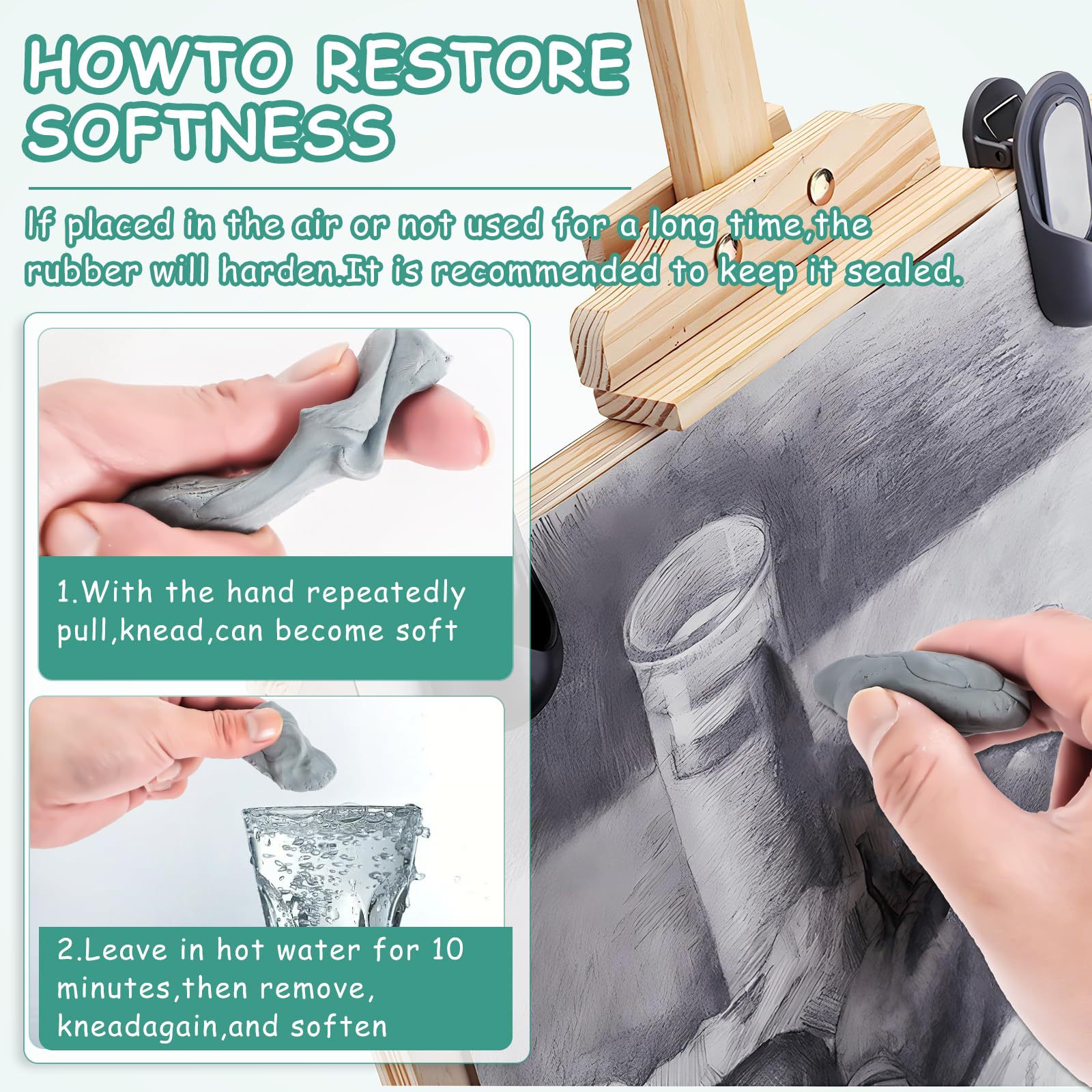 2pcs Kneaded Eraser for Artist - Rubber Eraser Kneaded incelemesi ve fiyatı